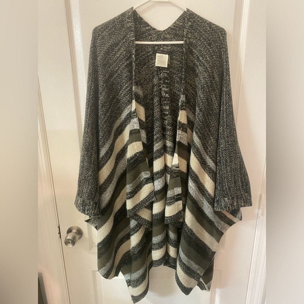 BCBG Maxazria Multi-Colored Striped Poncho Sweater